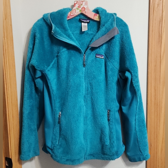 Patagonia R3 Hi-Loft Hoodie Jacket Fleece Turquoise/Teal Green-Blue Full-zip Lrg - Picture 9 of 15
